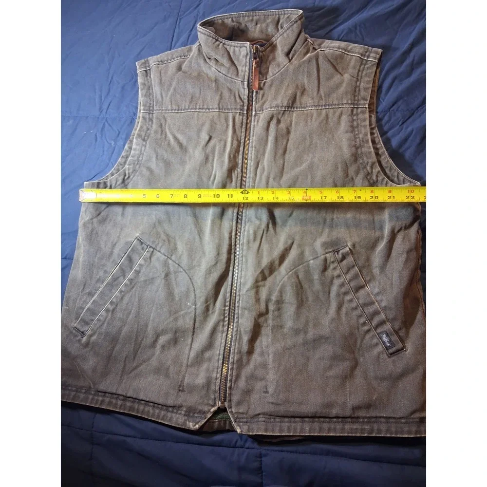 Vintage Woolrich Canvas Vest Brown Aztec Fleece‎ Blanket Lined Heavy Men's Large